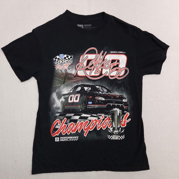 Dale Earnhardt Jr NASCAR Young & Reckless Racing T Shirt Mens Size M Black - Picture 2 of 9